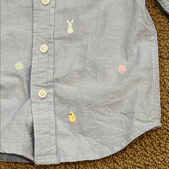 Janie and Jack The Embroidered Oxford Shirt Columbo Blue Bunny 12-18 mos Easter - Picture 11 of 15